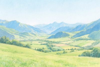 山水田园风景插画 山水田园风景插画