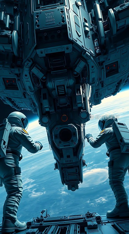 太空漫步宇航员与宇宙飞船