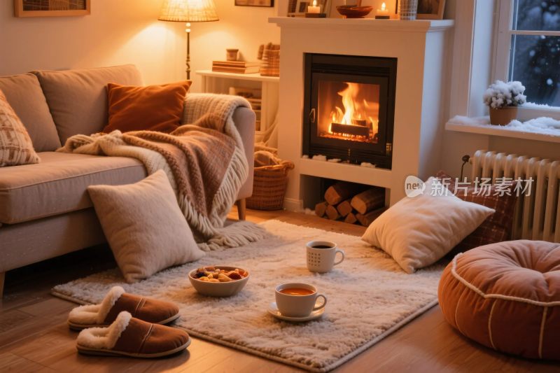 温馨暖调客厅场景