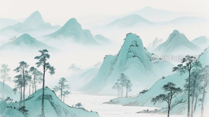 水墨风格山水风景图