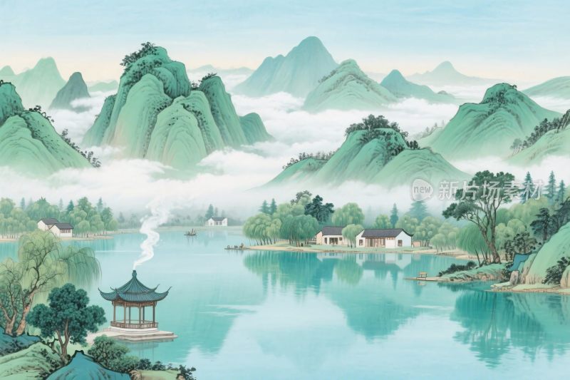 山水风景插画
