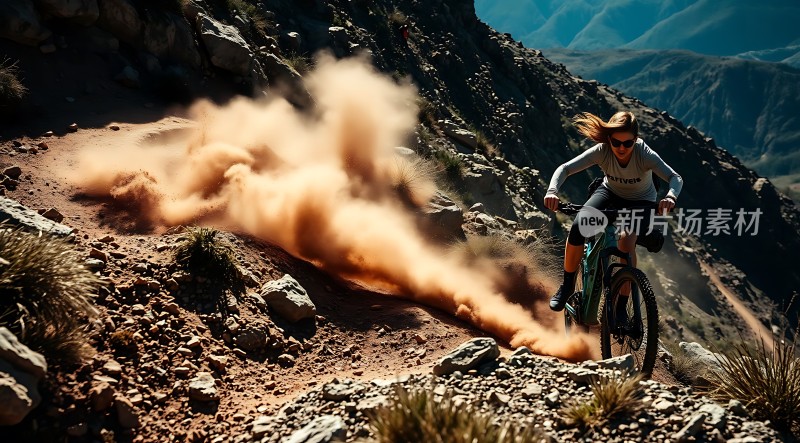 山地骑行风驰电掣尘土飞扬