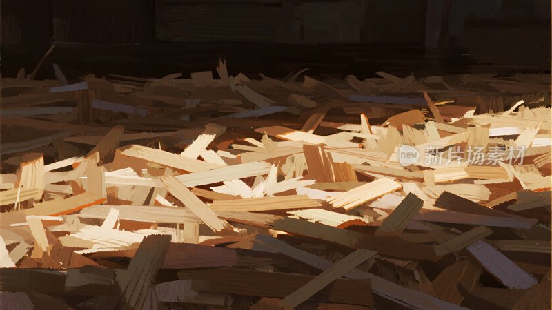 一堆散落的木片
