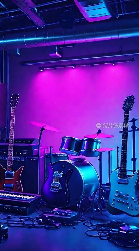 紫色灯光下的音乐梦想