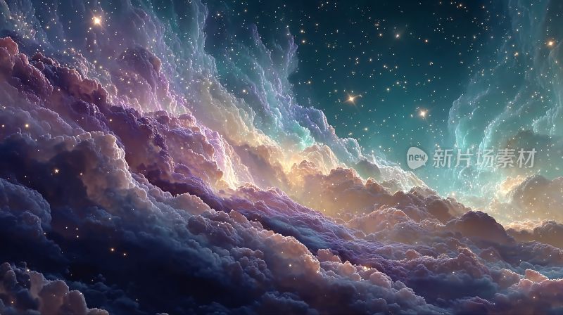 梦幻星空下的绚丽云海