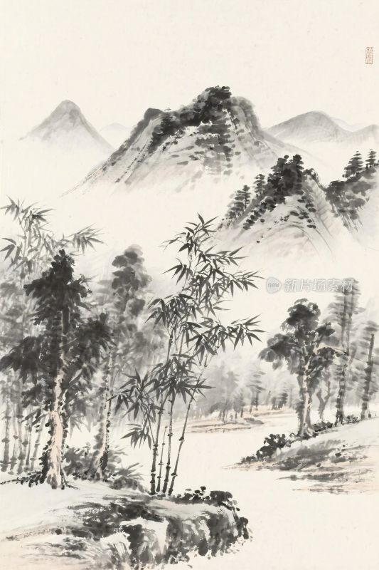 水墨山水国画风景