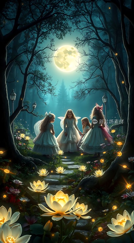 仙子夜游荷塘月色