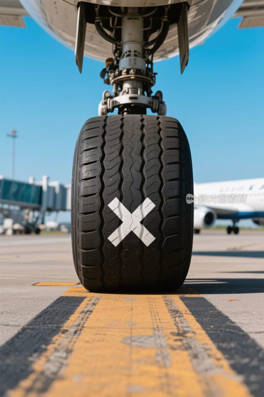 飞机起落架轮胎特写