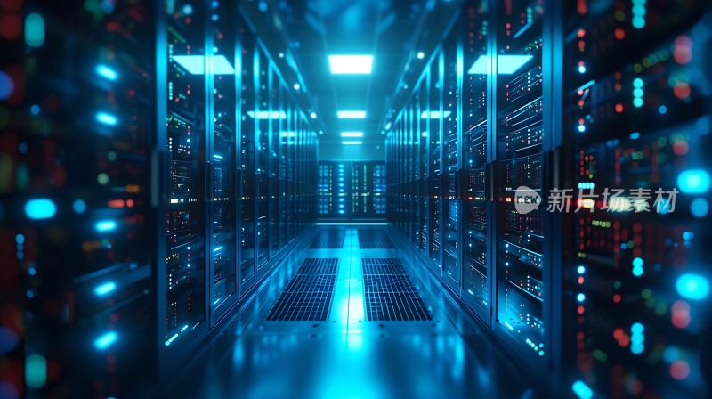 科技感十足的数据中心内部景象