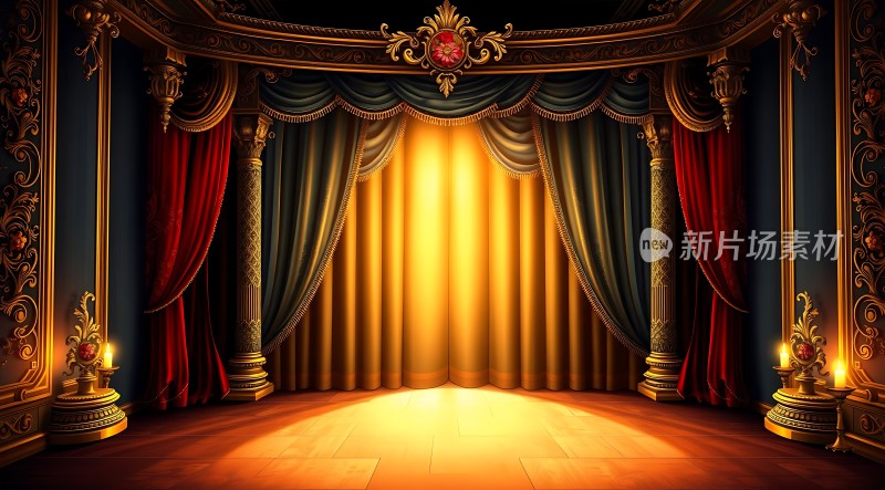 金色舞台上的华丽帷幕