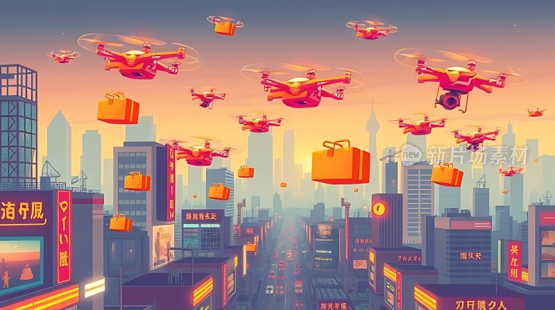 未来城市无人机配送场景