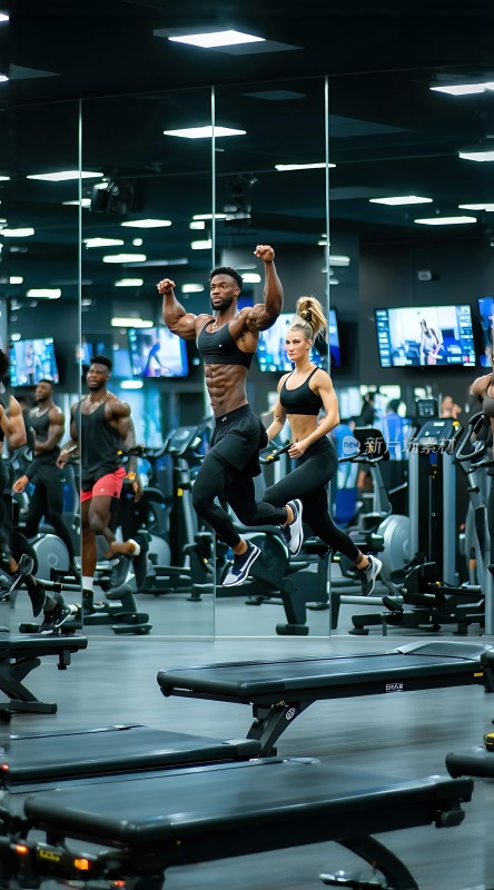 健身房的活力瞬间运动与激情的完美融合