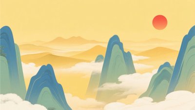 山水云雾风景插画