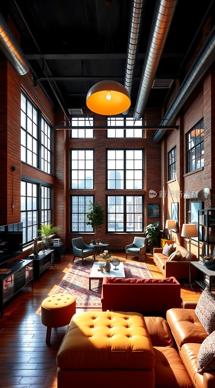 工业风大宅阳光洒落下的舒适生活空间