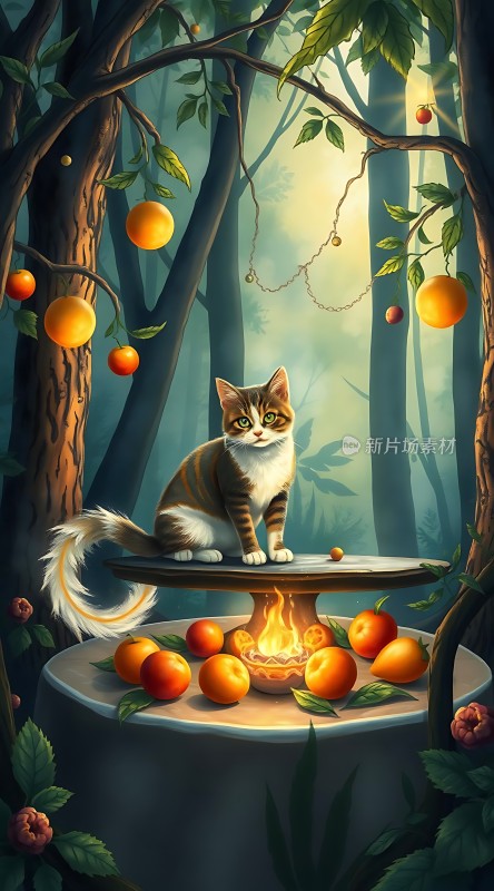森林中的橘猫盛宴