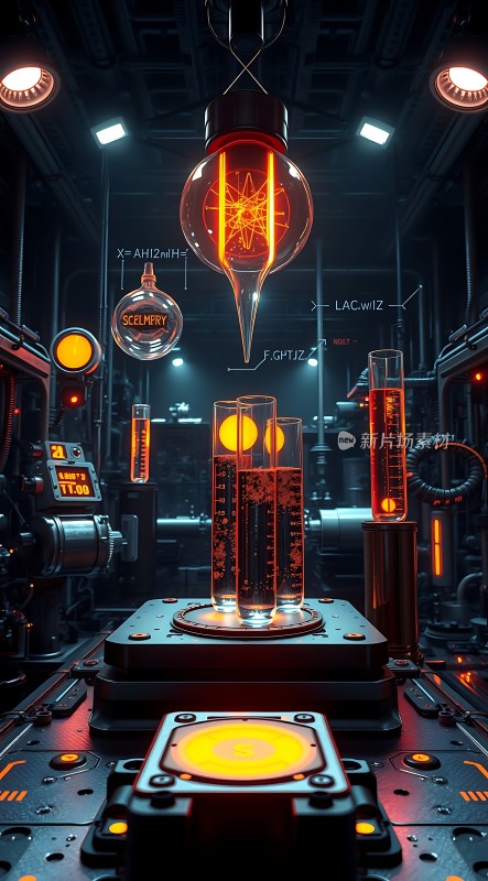 未来实验室试管与机械装置的结合