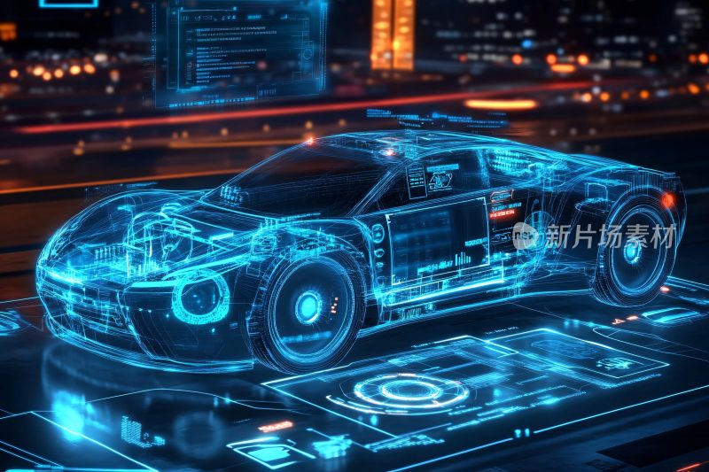 科技感炫酷未来跑车插画