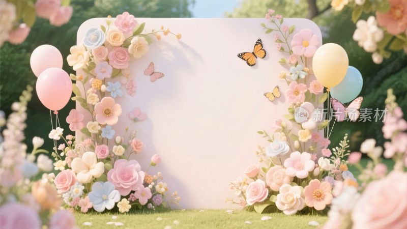 梦幻花卉气球背景