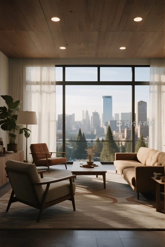 现代风格的客厅室内景观