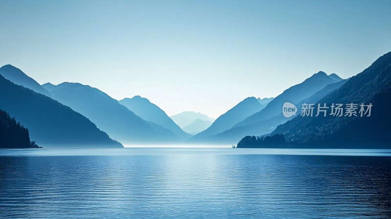 蓝调山水风景