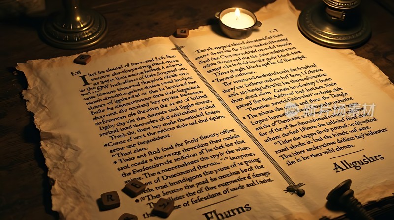 古卷秘文烛光下的神秘文献