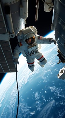 太空漫步宇航员与地球的壮丽对话