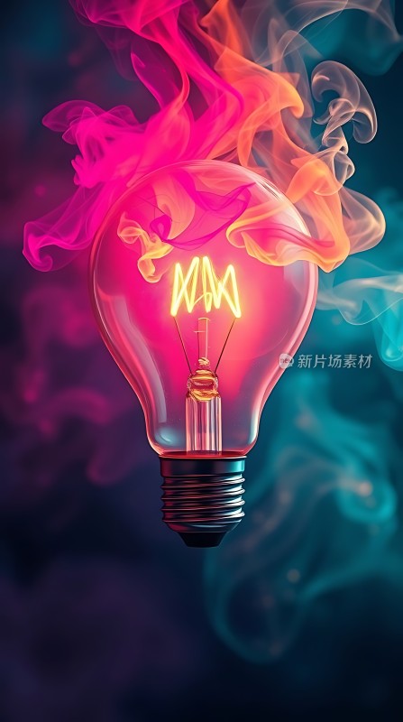 创意之光灯泡与烟雾交织的艺术