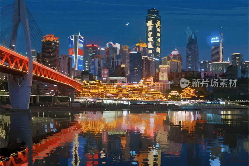 夜景江城风光图