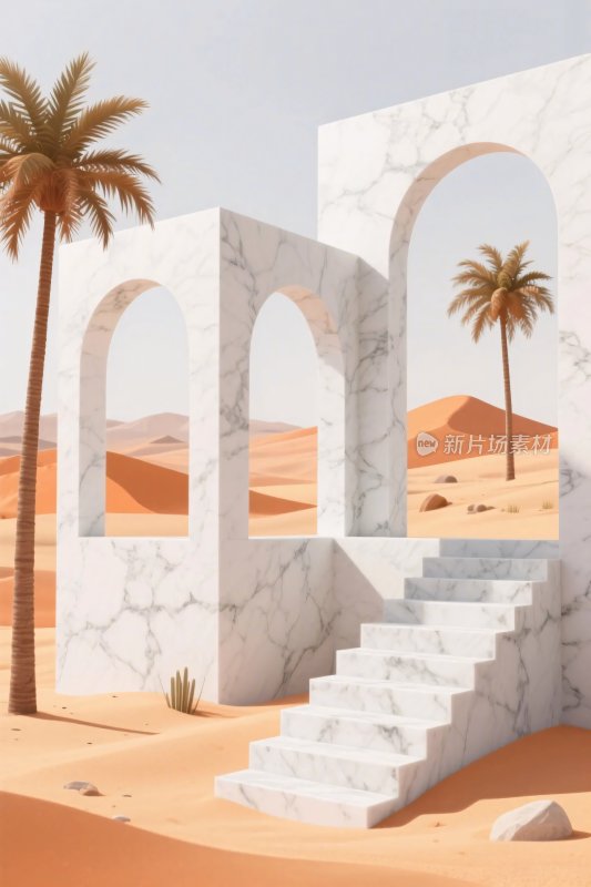 沙漠古建筑插画