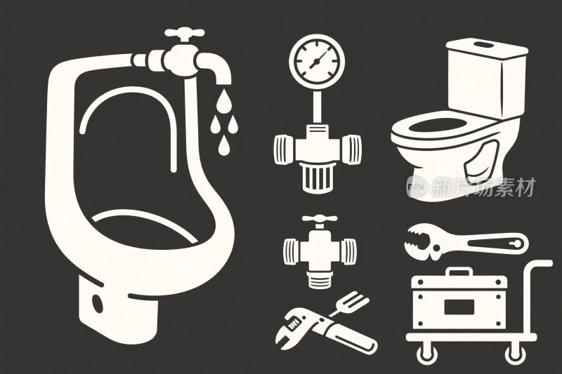 卫生间设施图标插画