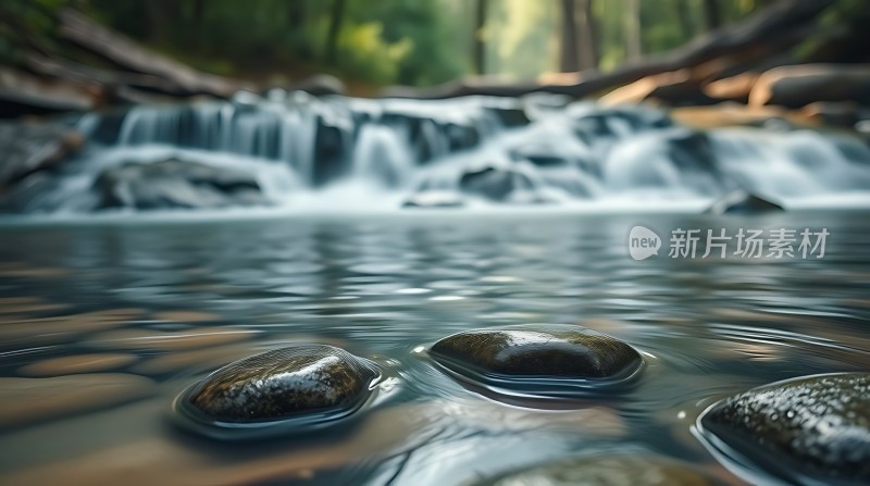森林小溪旁的宁静时光