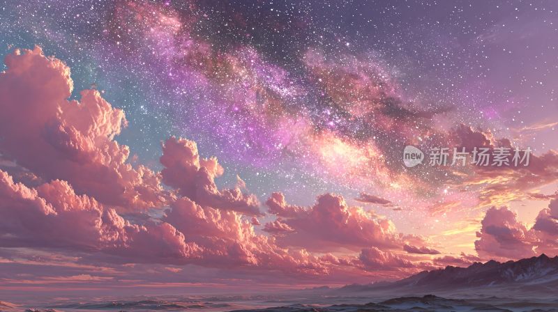 梦幻绚丽的星空云海景象