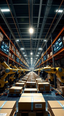 智能仓库机器人搬运货物