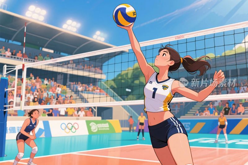 排球竞技场景插画
