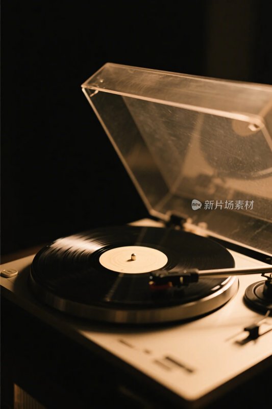 复古留声机黑胶特写