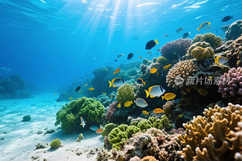 海底珊瑚与鱼群