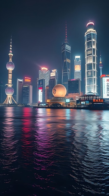 东方明珠与陆家嘴金融区的夜景