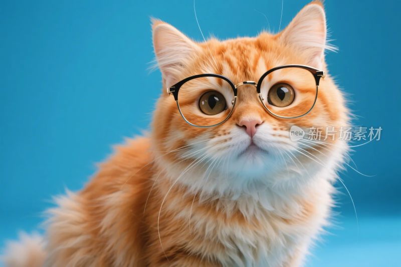 橘猫戴眼镜创意图