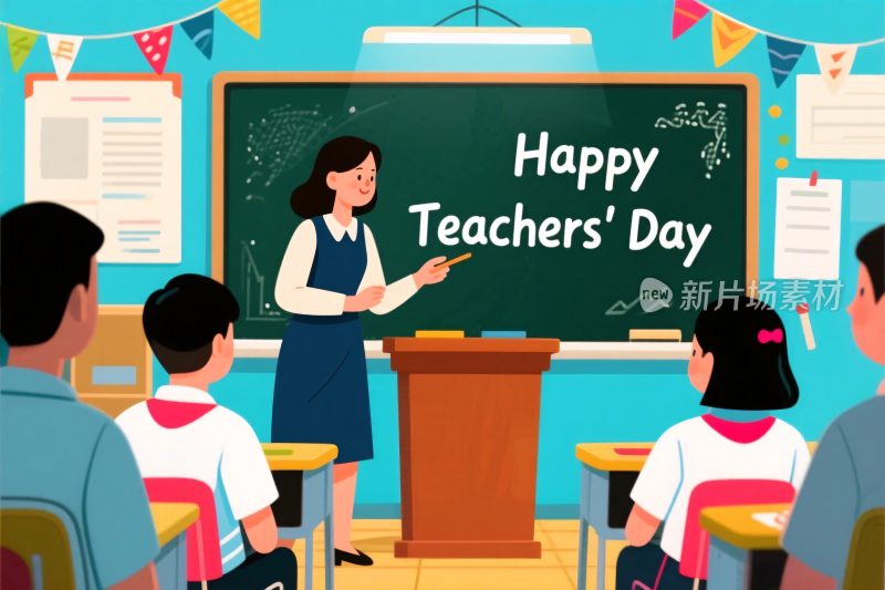 教师节课堂插画