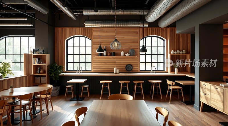 现代简约风格餐厅木质家具与自然光线完美融合