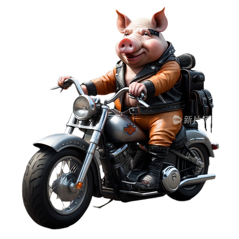 十二生肖动物哈雷机车摩托车骑手猪