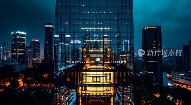 摩天大楼夜幕下的璀璨光芒