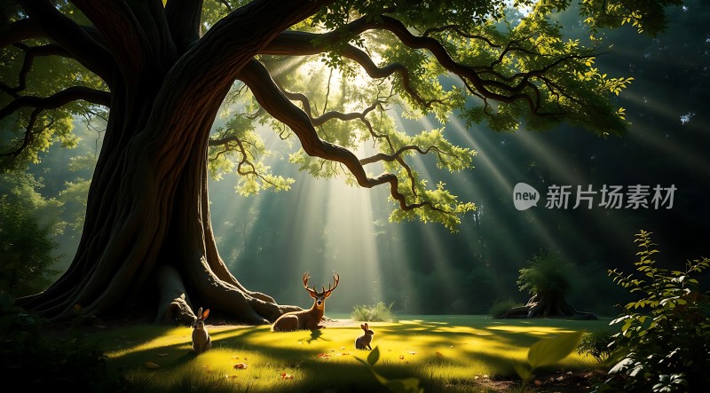 阳光下的森林秘境