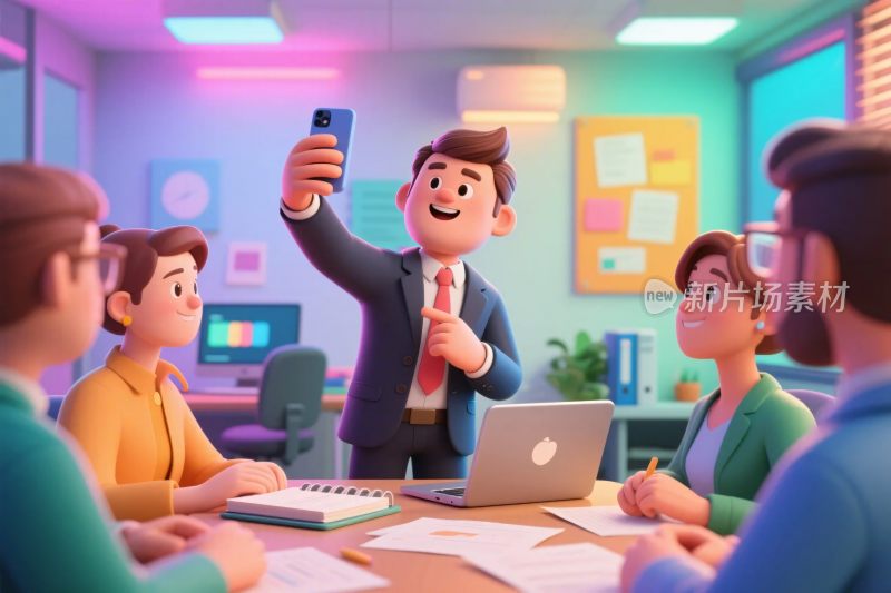 办公场景团队互动插画