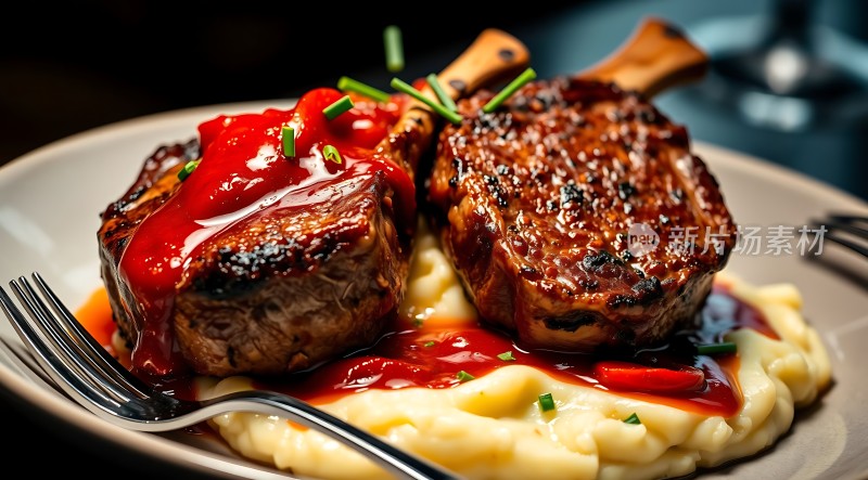 美味牛排配奶油土豆泥
