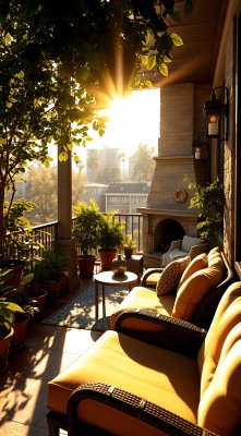 阳光午后绿意盎然温馨阳台休闲时光 阳光午后绿意盎然温馨阳台休闲时光