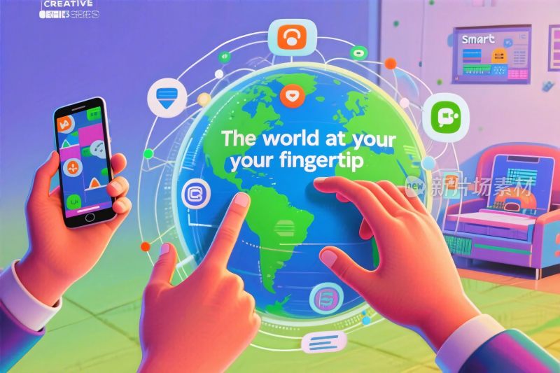 全球数字连接插画