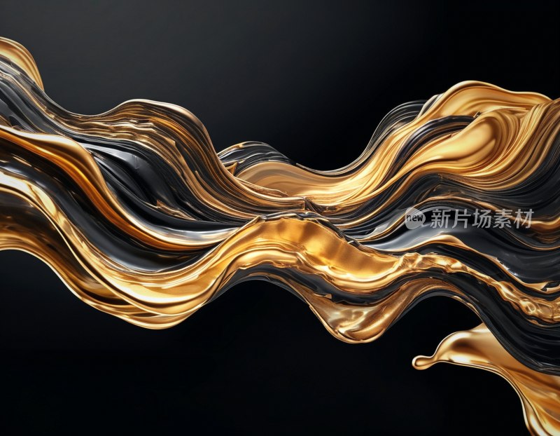 流动黑金液体背景