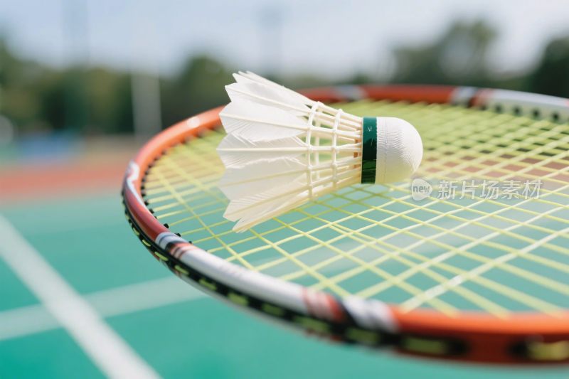羽毛球与球拍特写