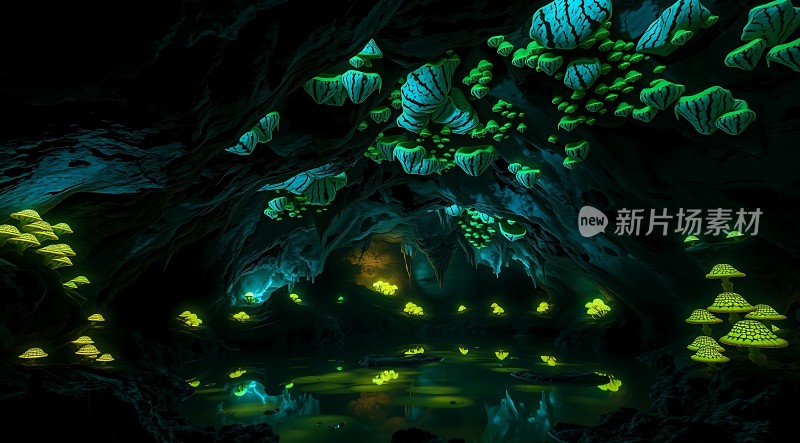 神秘洞穴中的荧光生物世界
